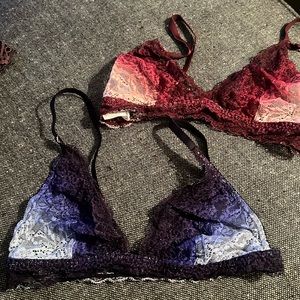 Set of 2- ombré lace unlined bralettes